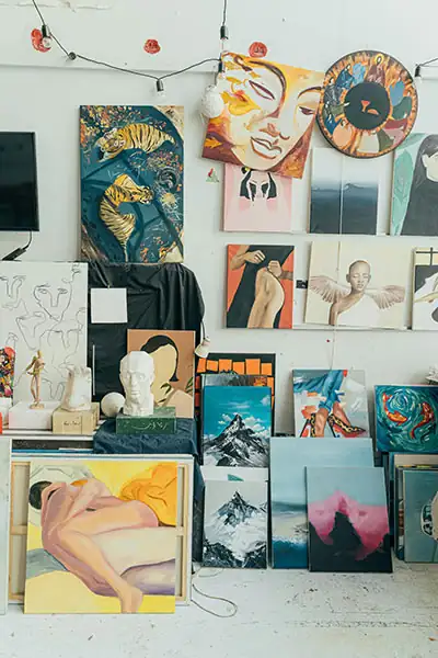 Advanced Web Design from a specialized web design agency An organized art studio with canvases on easels, symbolizing our approach to custom, handcrafted web design.